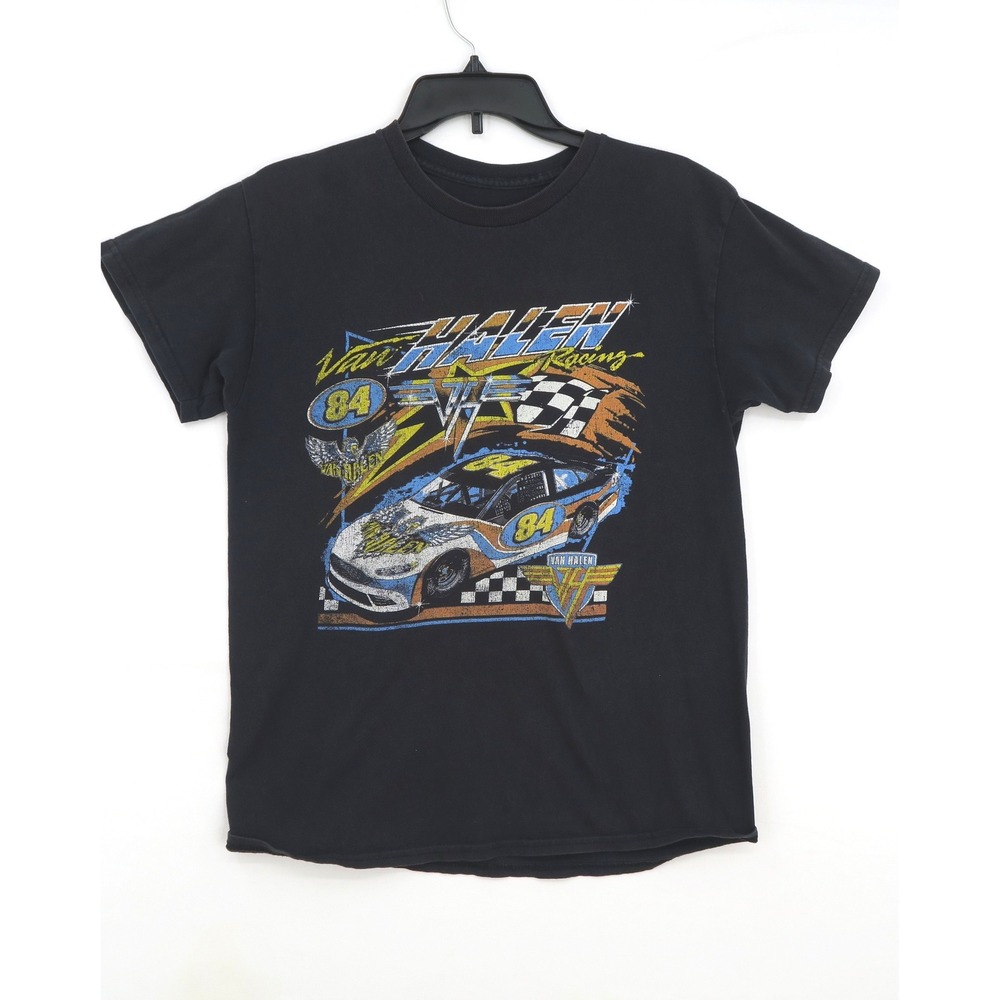 Van Halen Racing Graphic T-Shirt Mens Medium Black Short Sleeve Crew Neck Tee